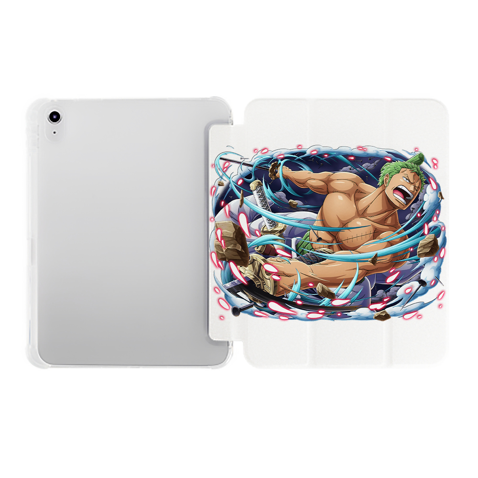 （画像用） ワンピース ロロノア・ゾロ ONE PIECE Roronoa Zoro IPad ケース ペン収納付き 三つ折りスタンド PUレザー×シリコン 対応機種9.5/10.5/10.9インチ